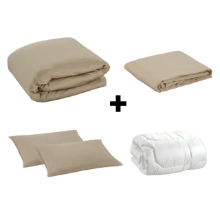 Комбо калъфки за възглавници,плик за завивка, чаршаф с ластик и пухена завивка MYO (бежови) линия My Cover | Dorelan®