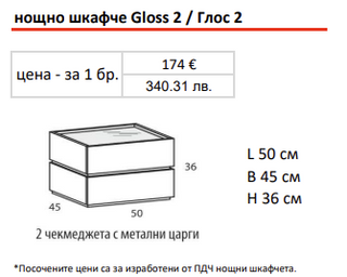 Нощно шкафче ГЛОС / GLOSS | Ергодизайн